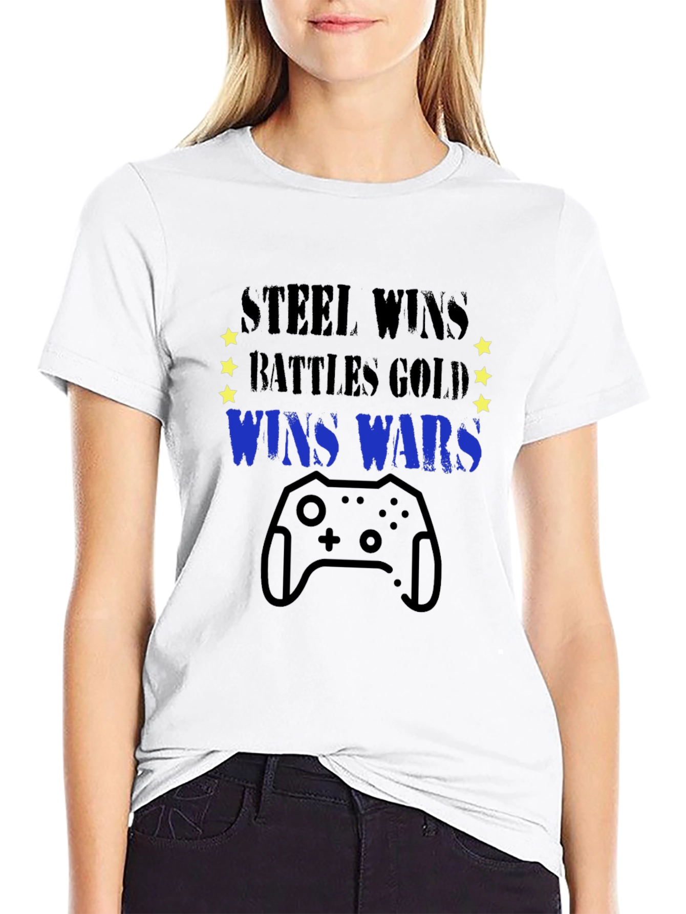 Steel Wins Battles T-Shirt - Gaming Controller Tee