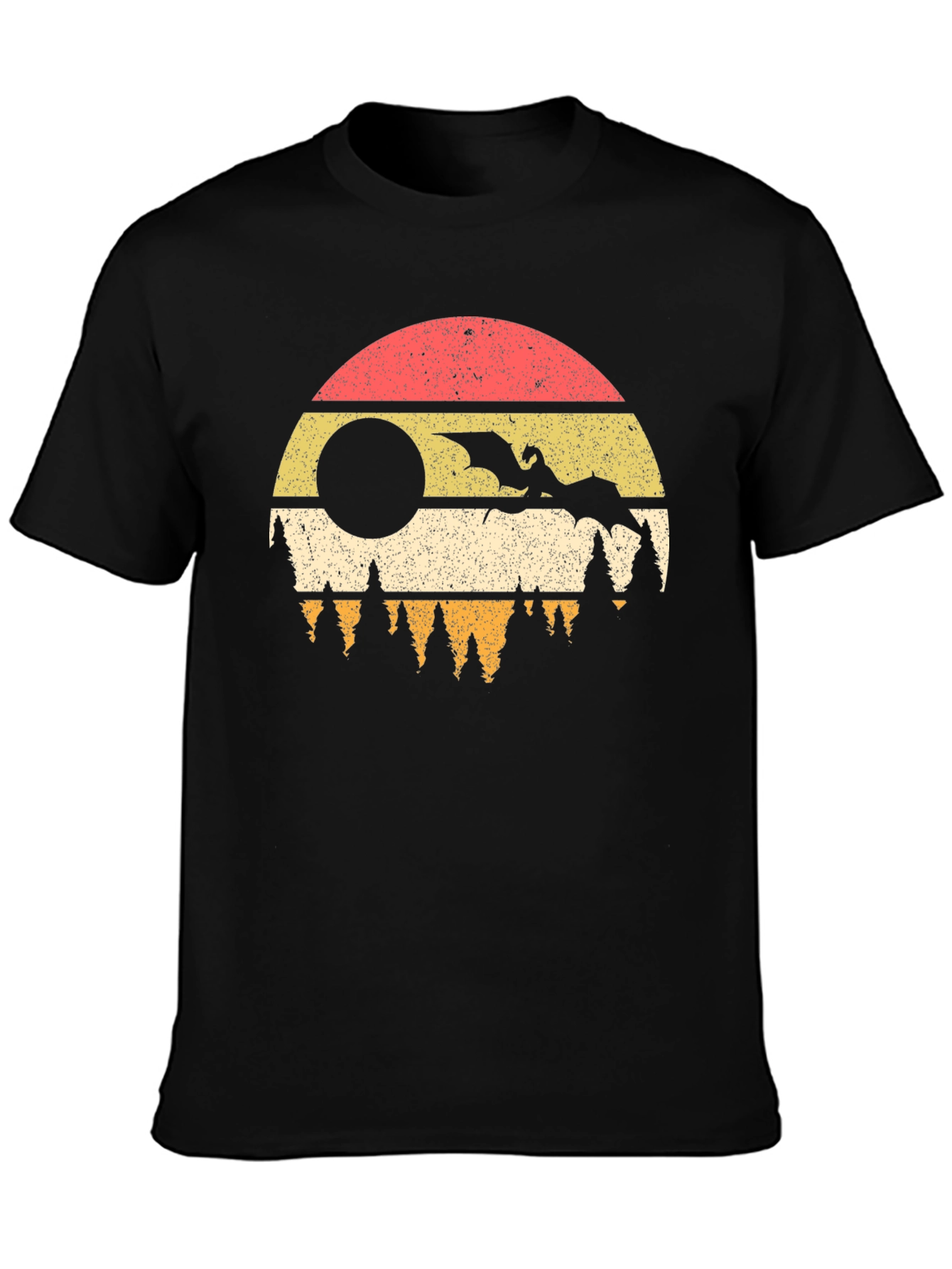 Dragon Sunset Graphic Tee - Retro Style