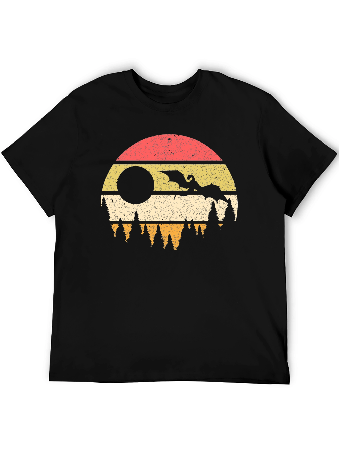 Dragon Sunset Graphic Tee - Retro Style