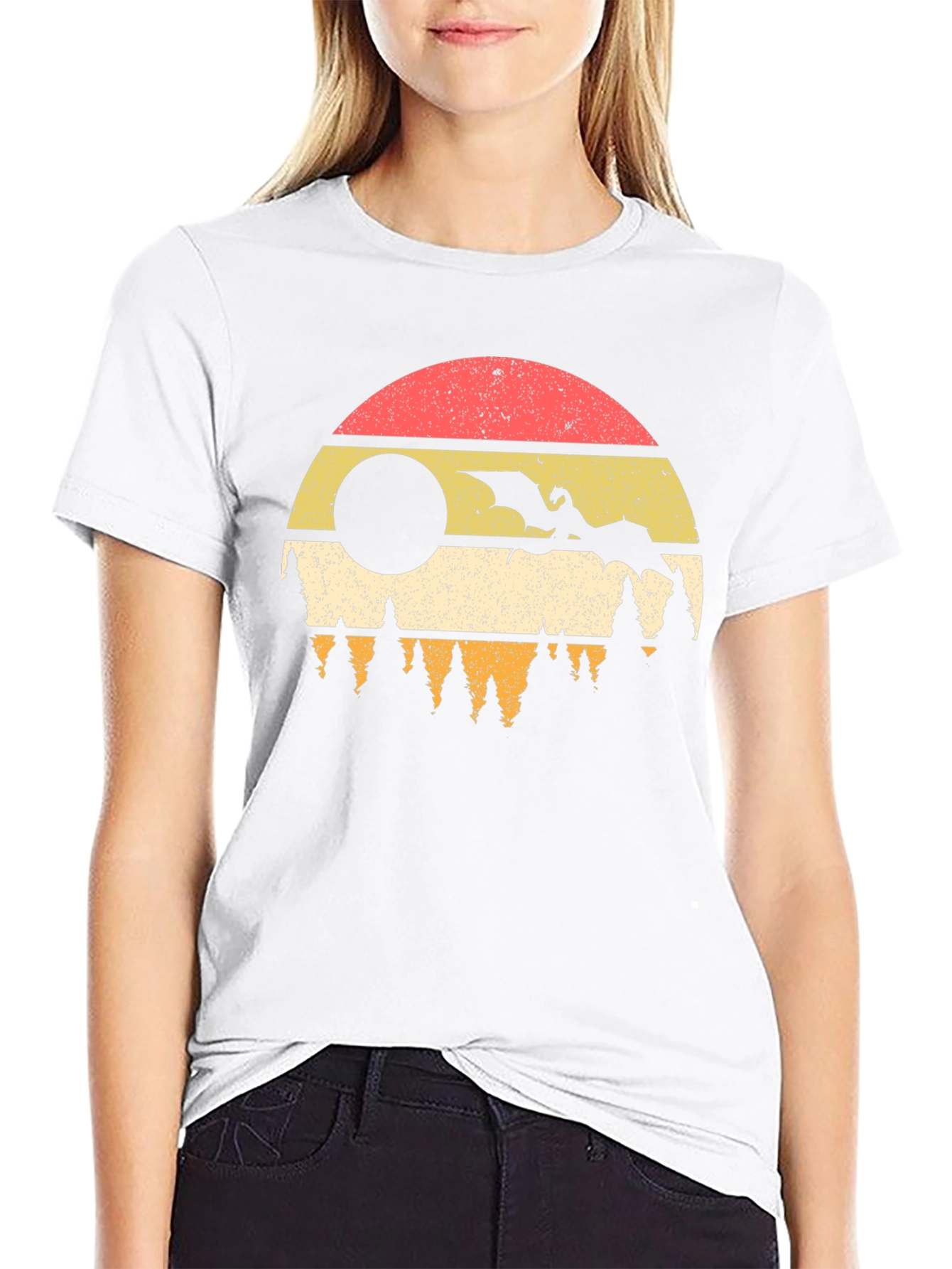 Dragon Sunset Graphic Tee - Retro Style