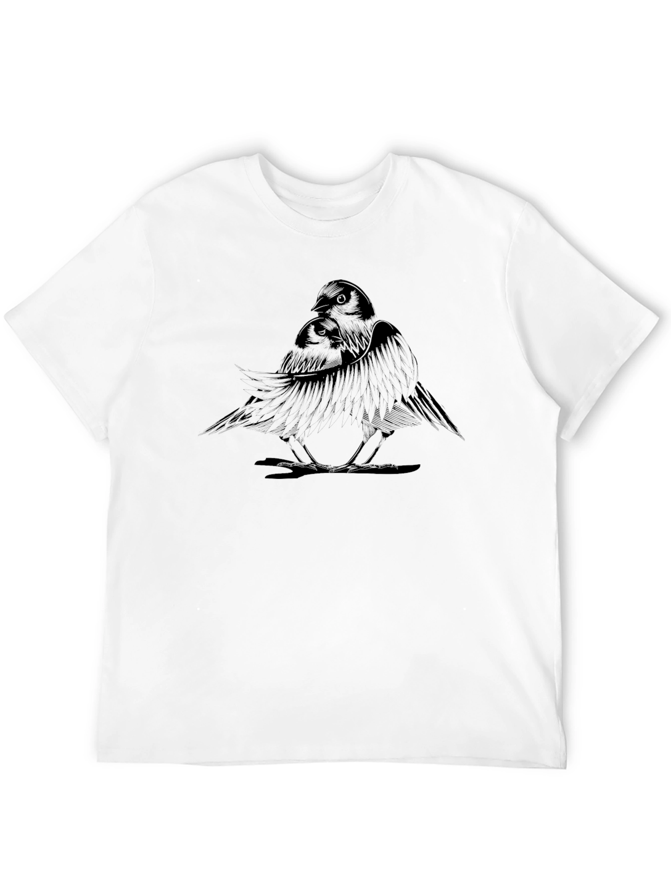 Mens Black T-Shirt with Bird Graphic