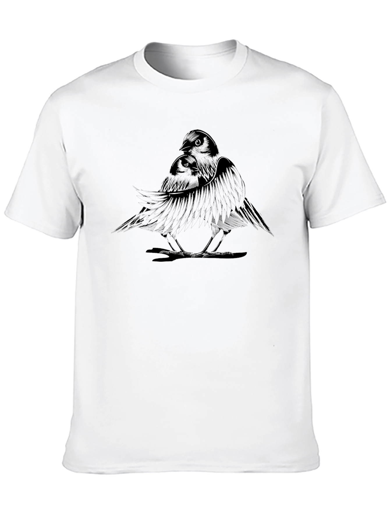 Mens Black T-Shirt with Bird Graphic