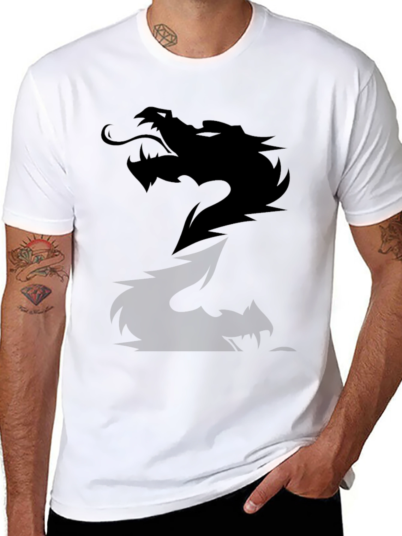 Black Dragon Graphic Tee - Mens Casual Cotton T-Shirt
