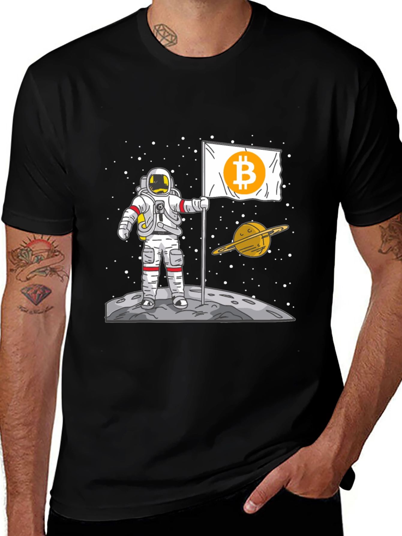 Bitcoin Astronaut Graphic Tee - Crypto Space Explorer
