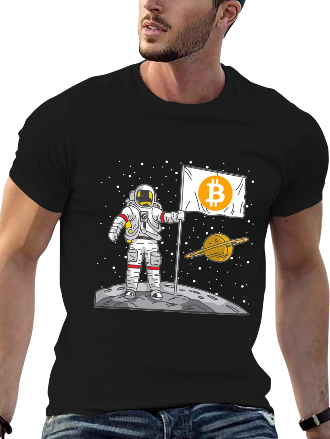 Bitcoin Astronaut Graphic Tee - Crypto Space Explorer