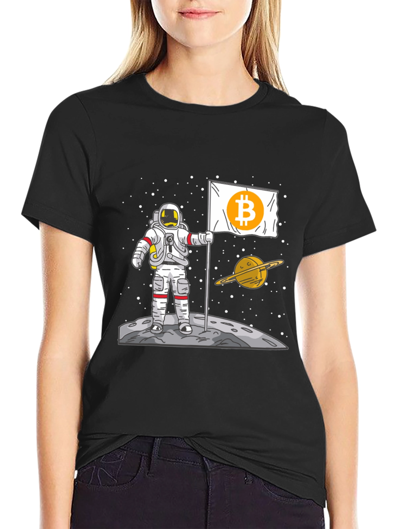 Bitcoin Astronaut Graphic Tee - Crypto Space Explorer