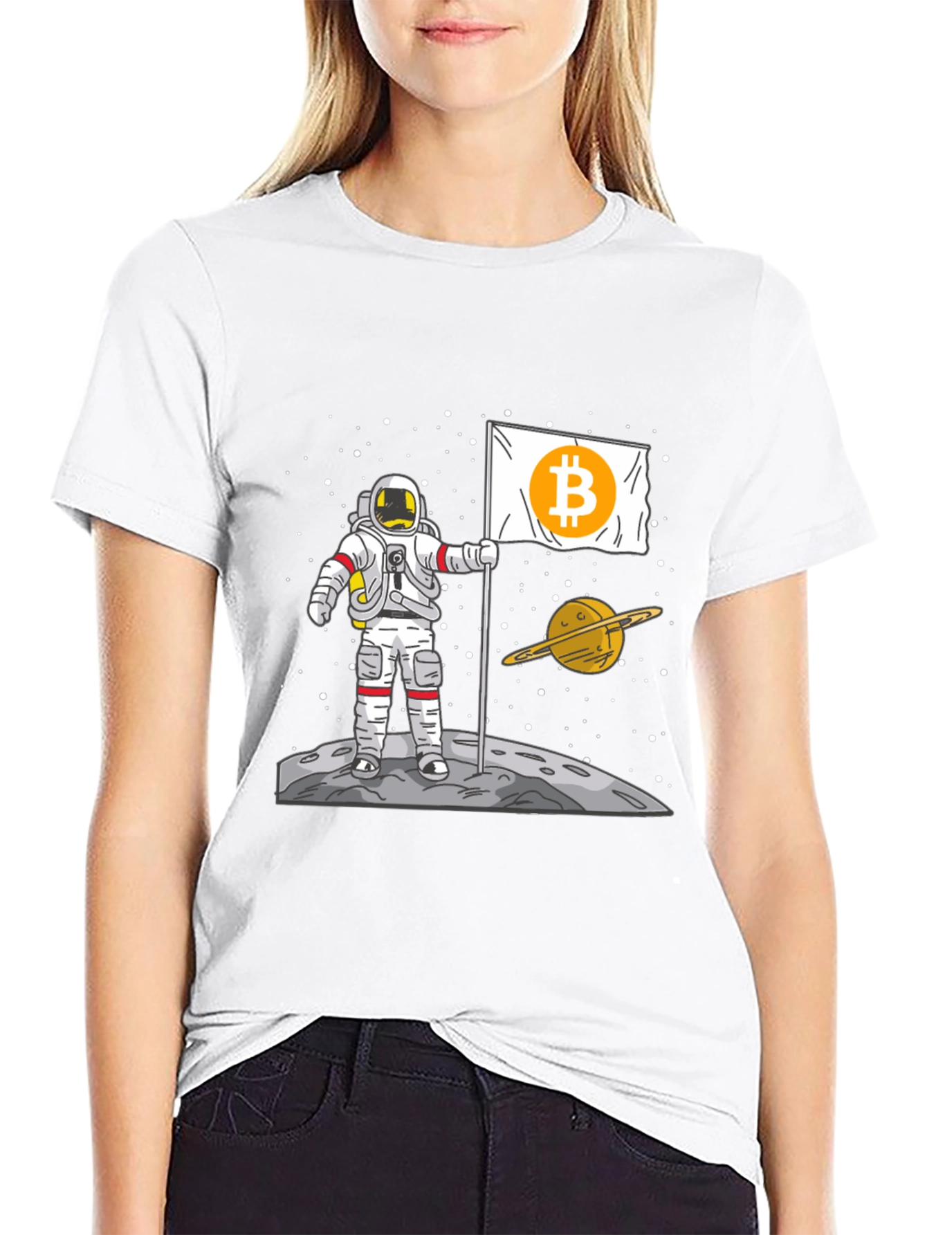 Bitcoin Astronaut Graphic Tee - Crypto Space Explorer