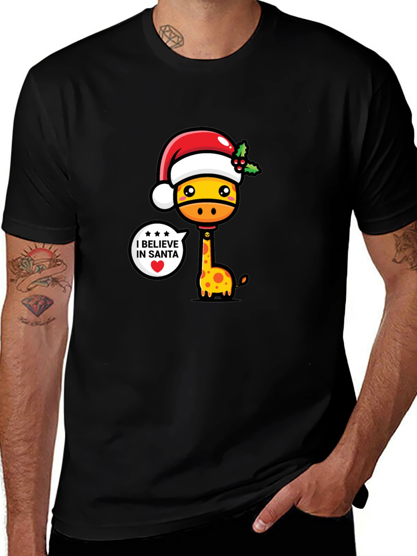Festive Giraffe Christmas T-Shirt