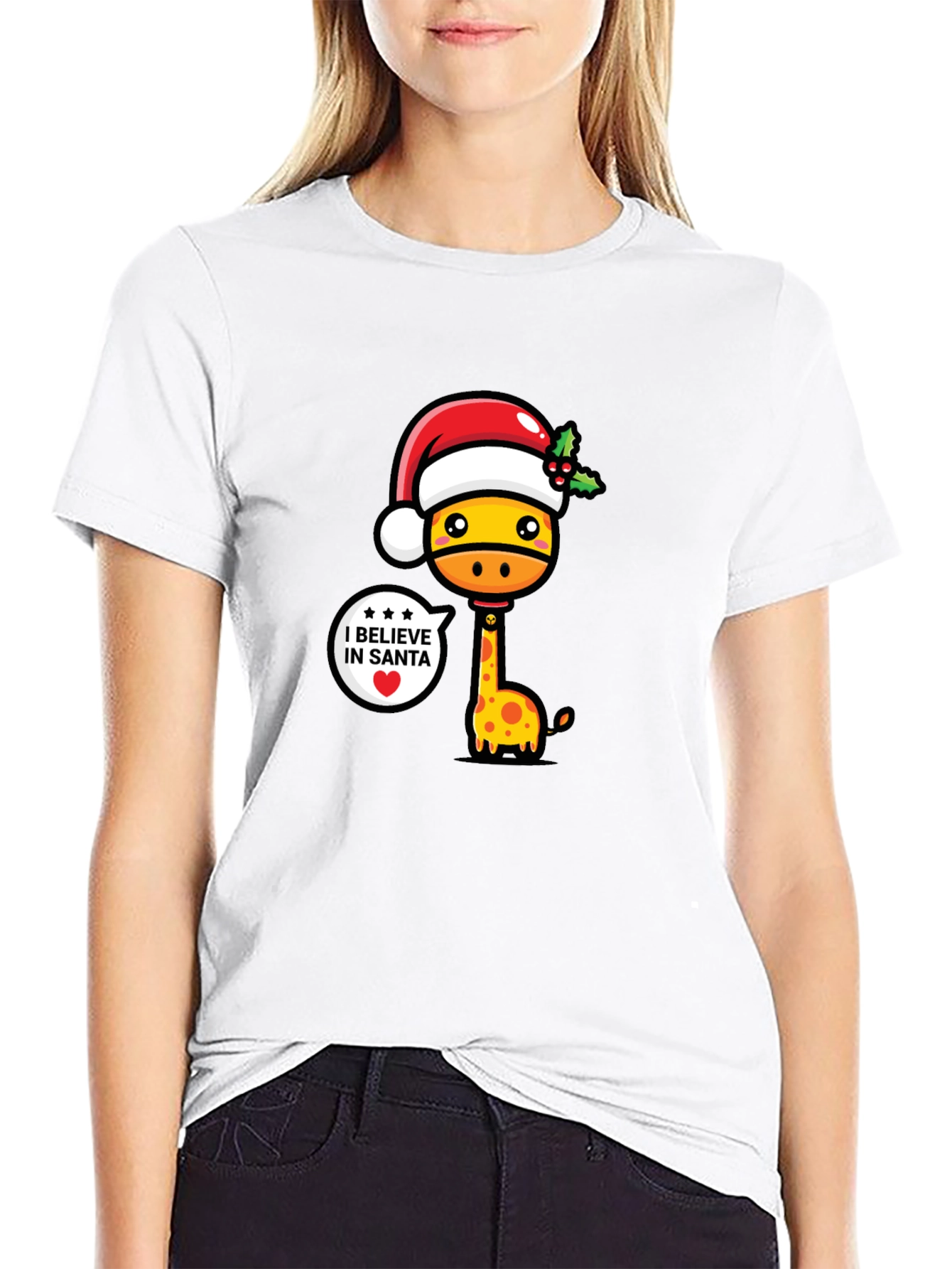 Festive Giraffe Christmas T-Shirt