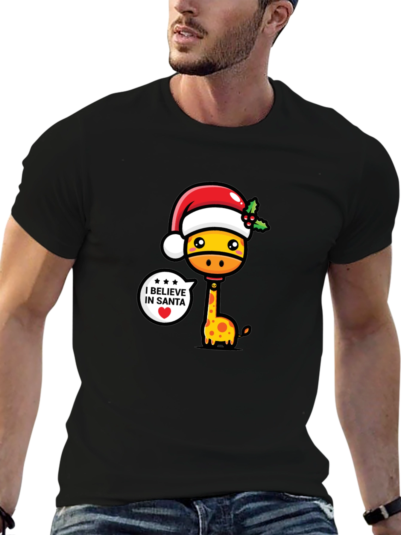 Festive Giraffe Christmas T-Shirt