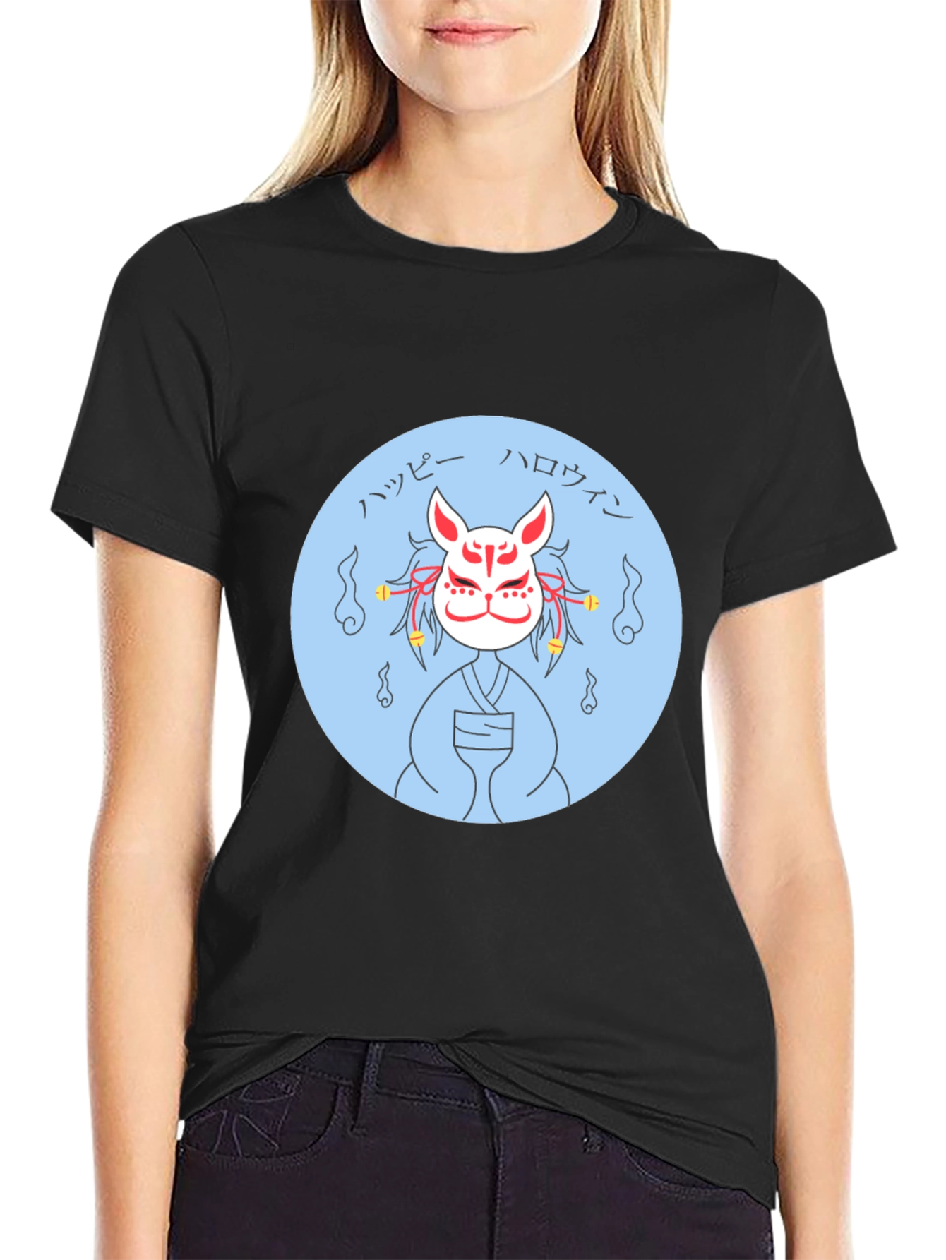 Fox Mask Halloween Graphic Tee