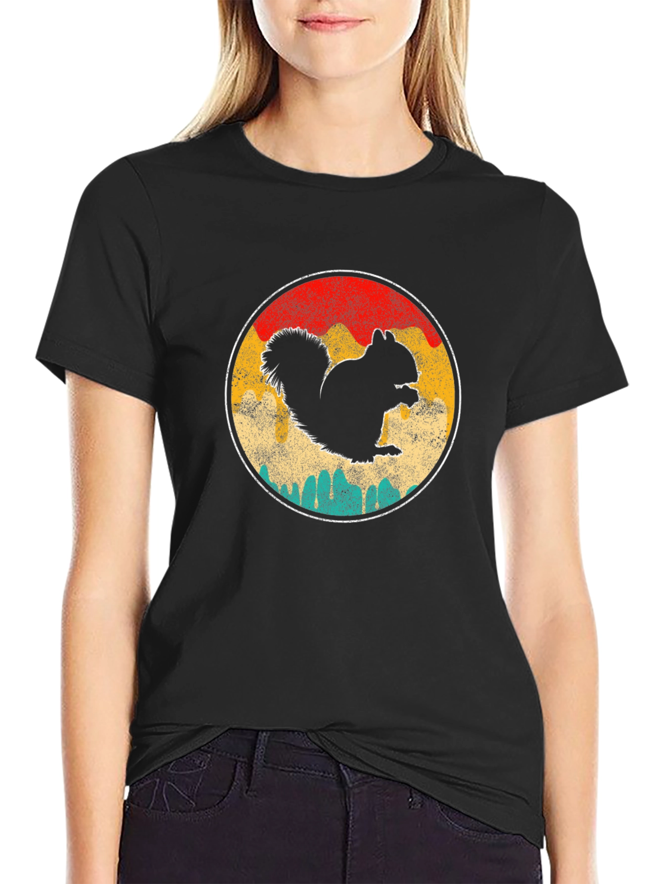 Squirrel Silhouette Retro T-Shirt