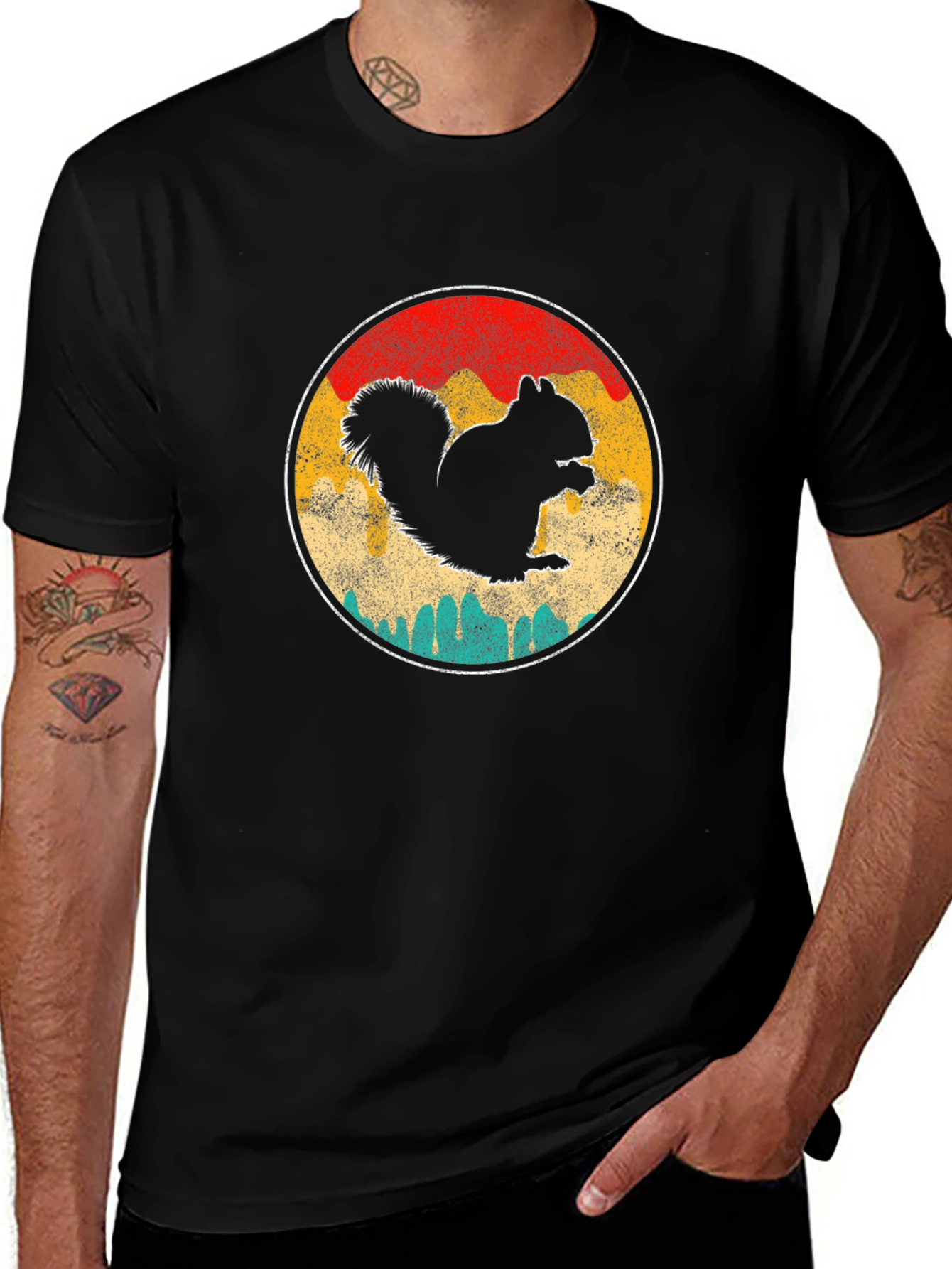 Squirrel Silhouette Retro T-Shirt