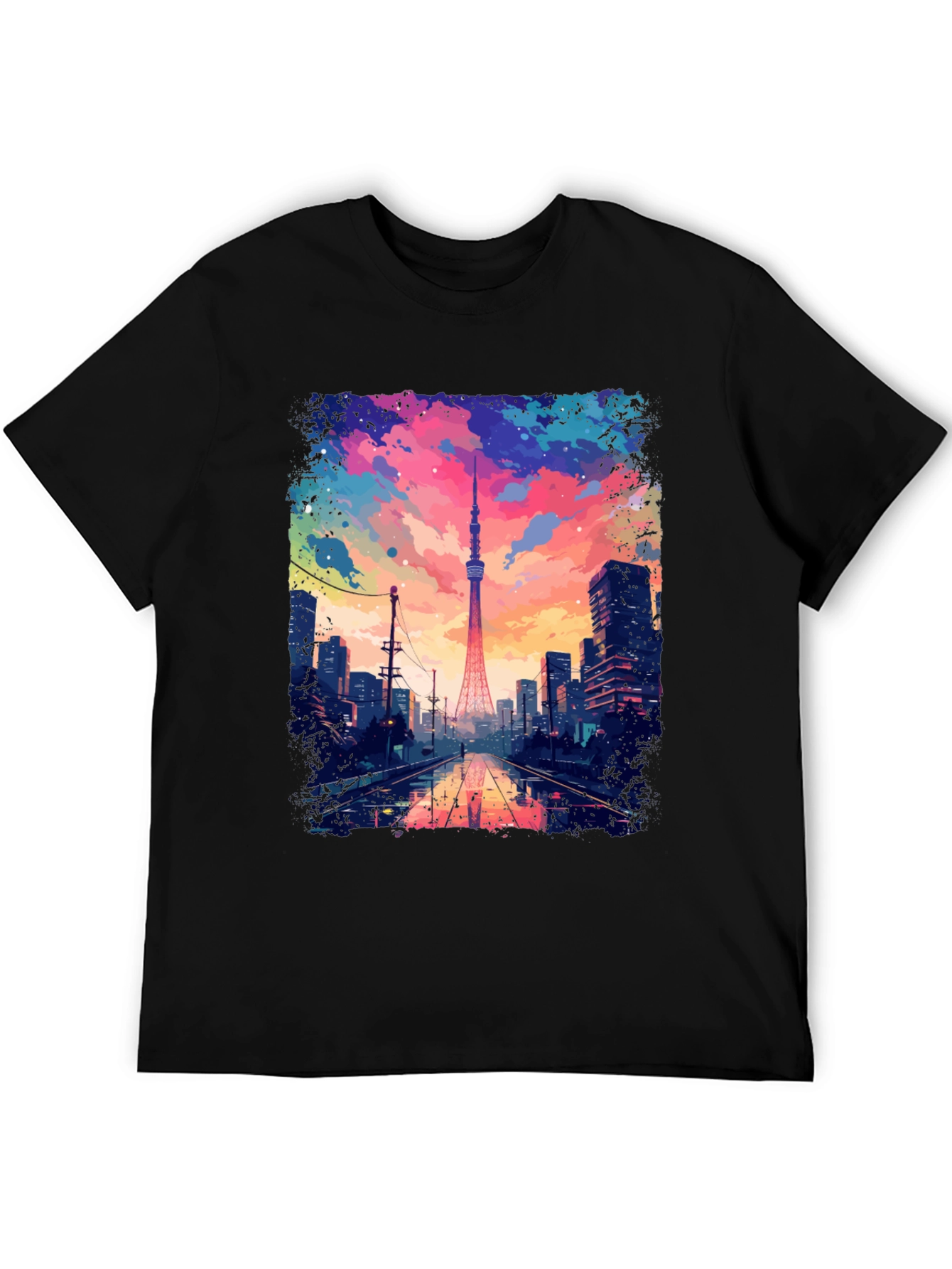Tokyo Tower Graphic Tee - Artistic Cityscape Design