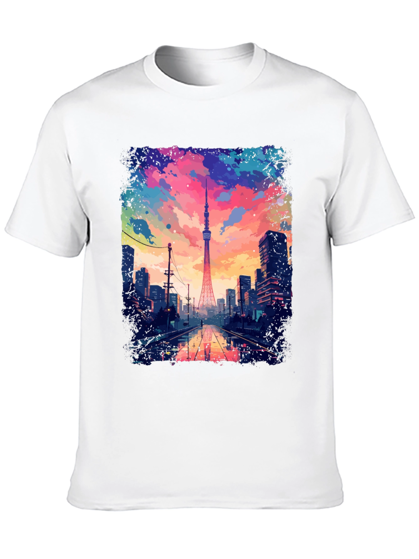 Tokyo Tower Graphic Tee - Artistic Cityscape Design