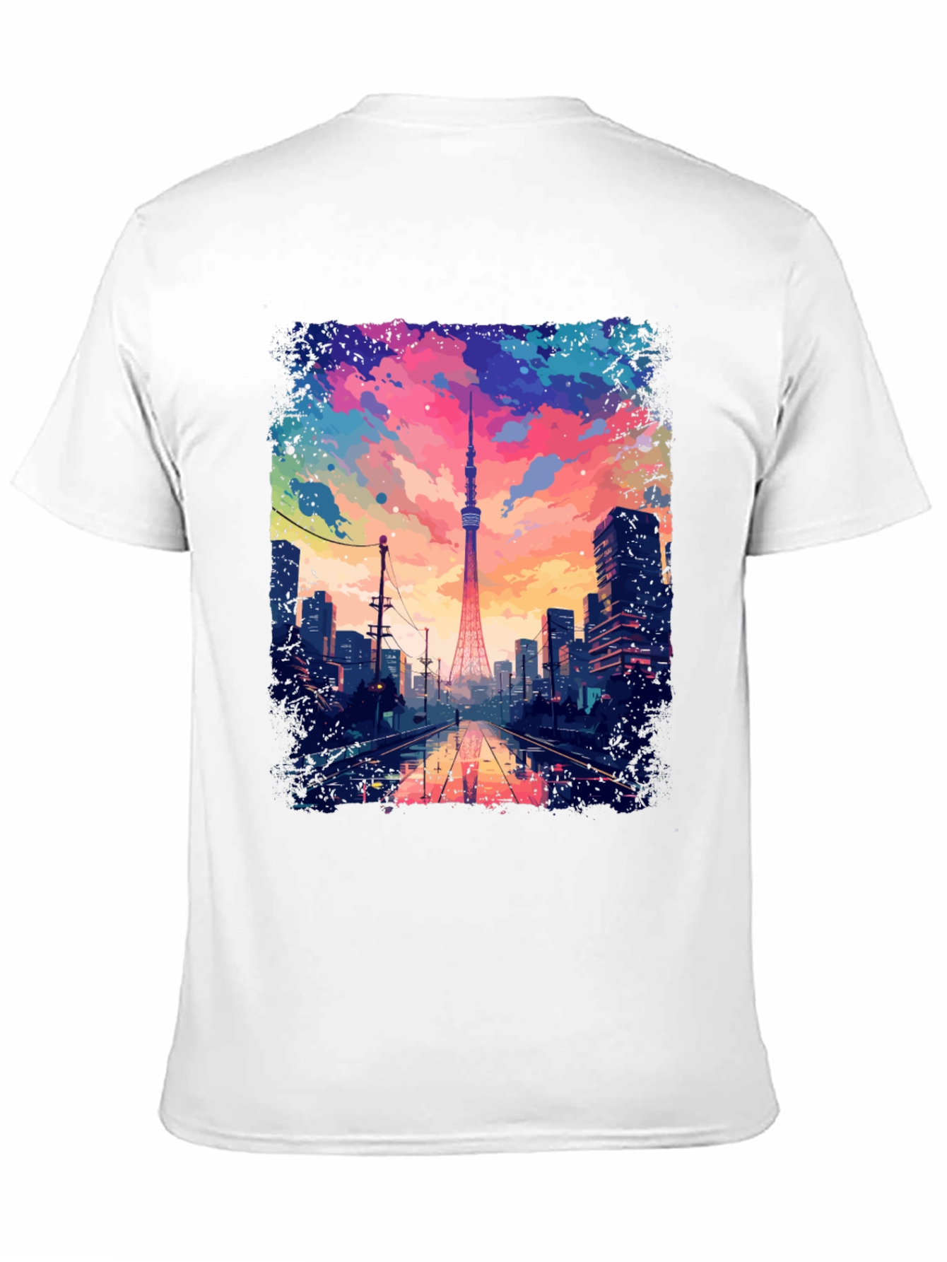 Tokyo Tower Graphic Tee - Artistic Cityscape Design