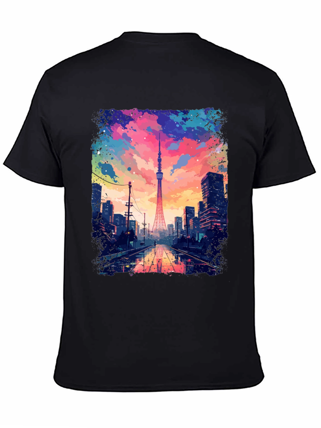 Tokyo Tower Graphic Tee - Artistic Cityscape Design