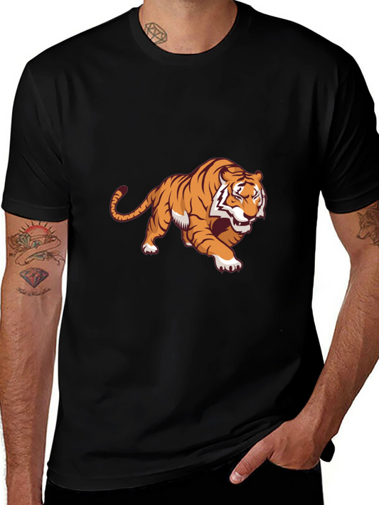 Bold Tiger Graphic Tee - Black Cotton Blend