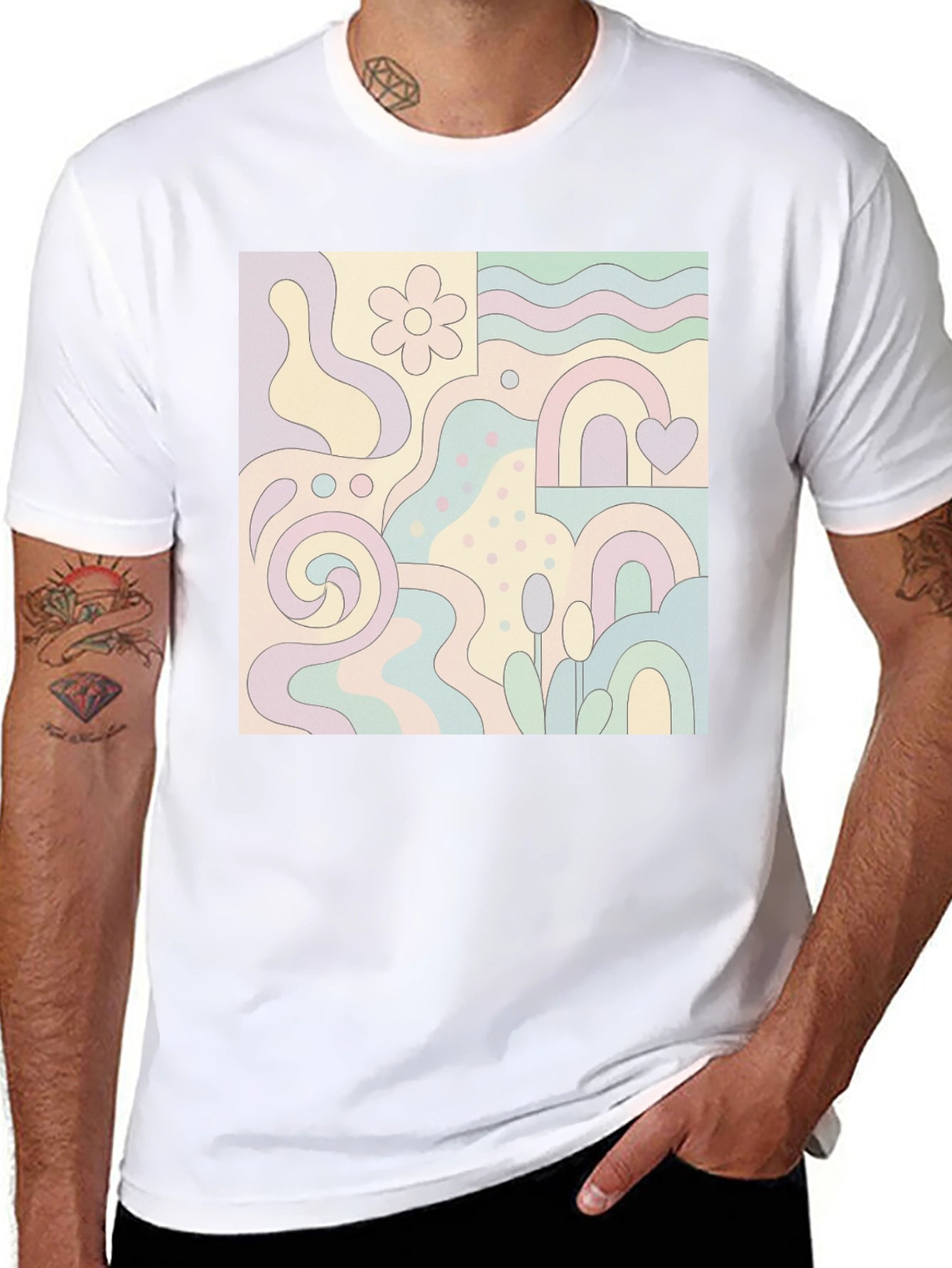 Retro Patterned Graphic Tee
