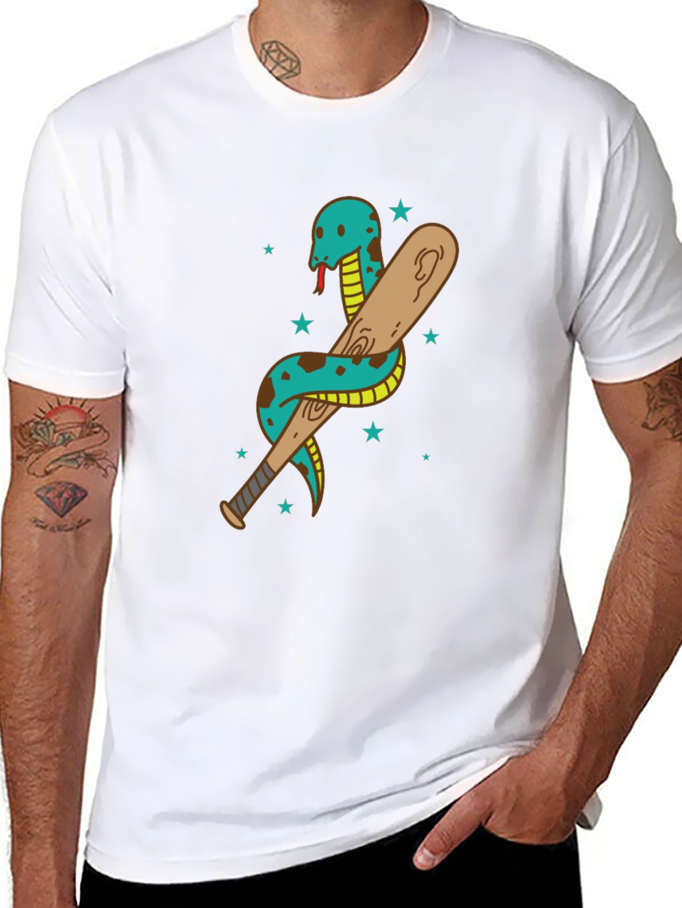 Snake & Bat Graphic T-Shirt - Edgy Streetwear