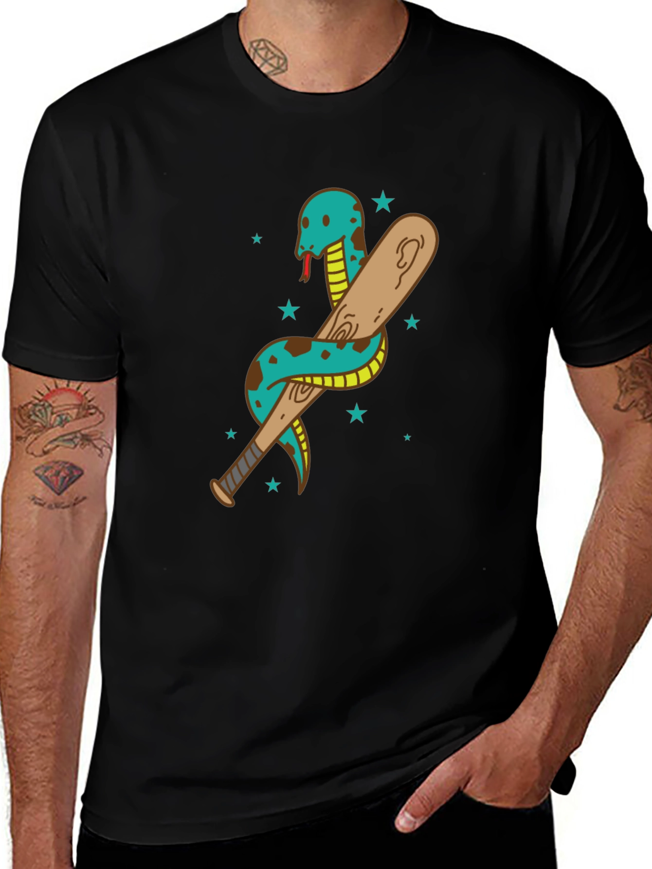 Snake & Bat Graphic T-Shirt - Edgy Streetwear