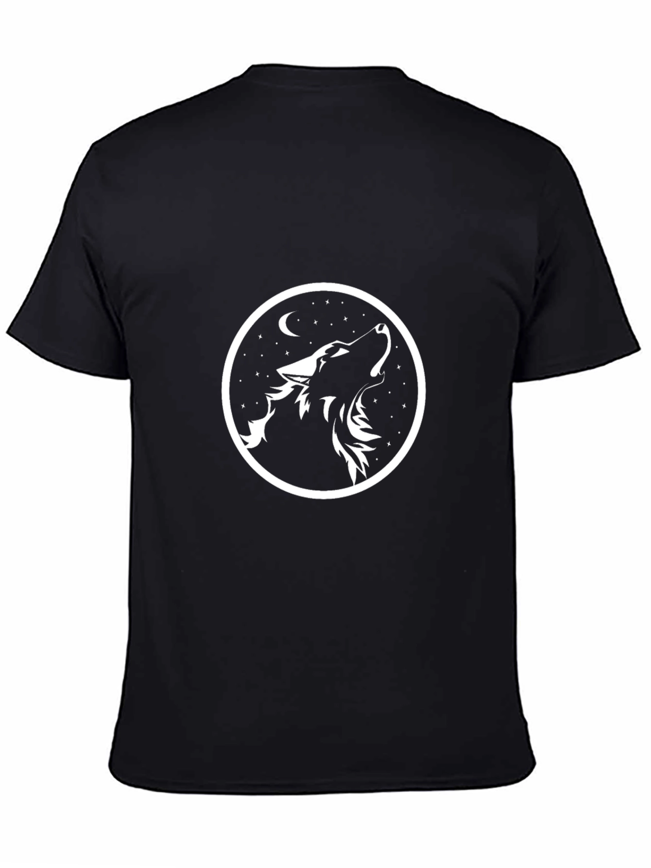 Wolf Howl Graphic Tee - Black Cotton Crew Neck