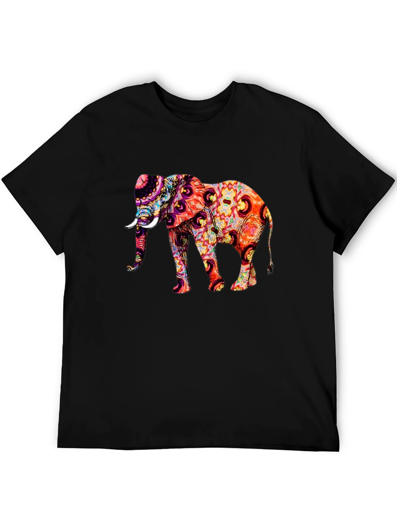 Psychedelic Elephant Graphic Print T-Shirt
