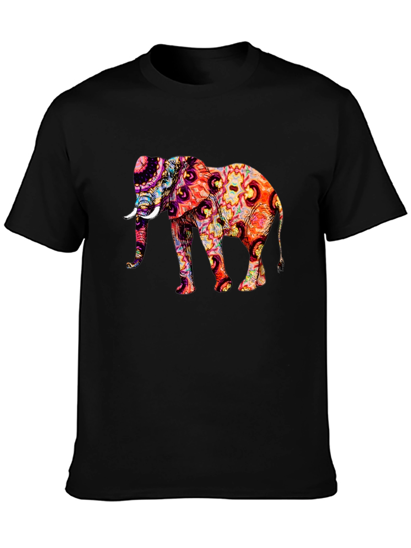 Psychedelic Elephant Graphic Print T-Shirt