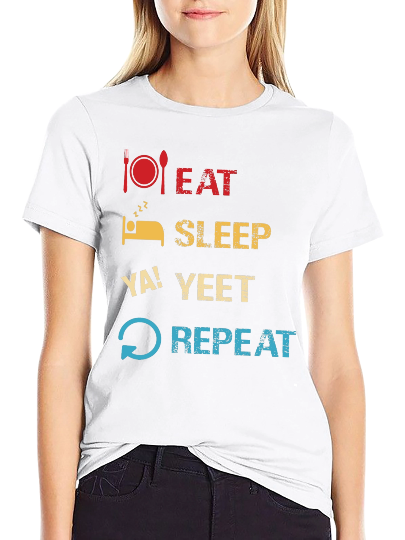 Eat Sleep Ya! Yeet Repeat Funny Graphic T-Shirt