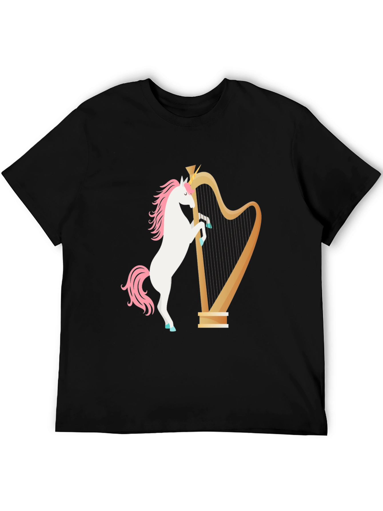 Unicorn Harp Graphic Tee - Black