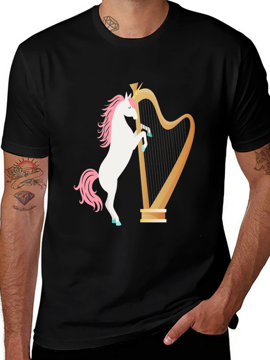 Unicorn Harp Graphic Tee - Black