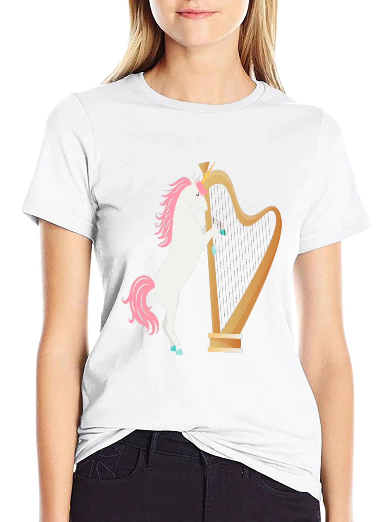 Unicorn Harp Graphic Tee - Black
