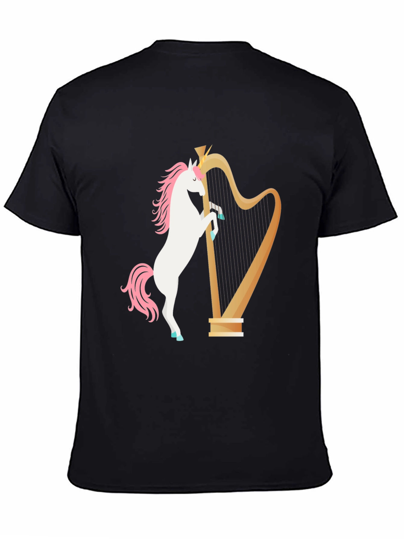 Unicorn Harp Graphic Tee - Black