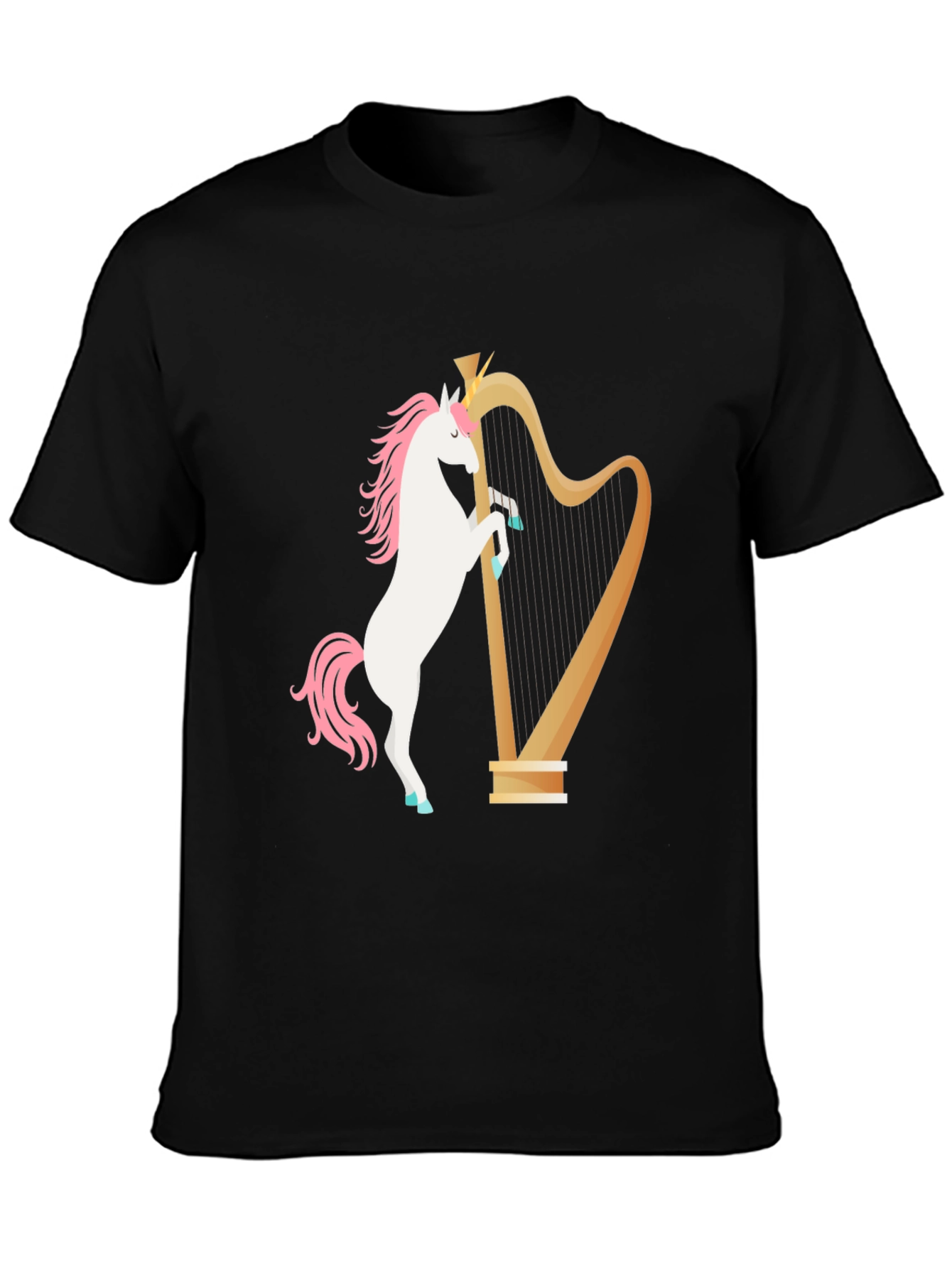 Unicorn Harp Graphic Tee - Black