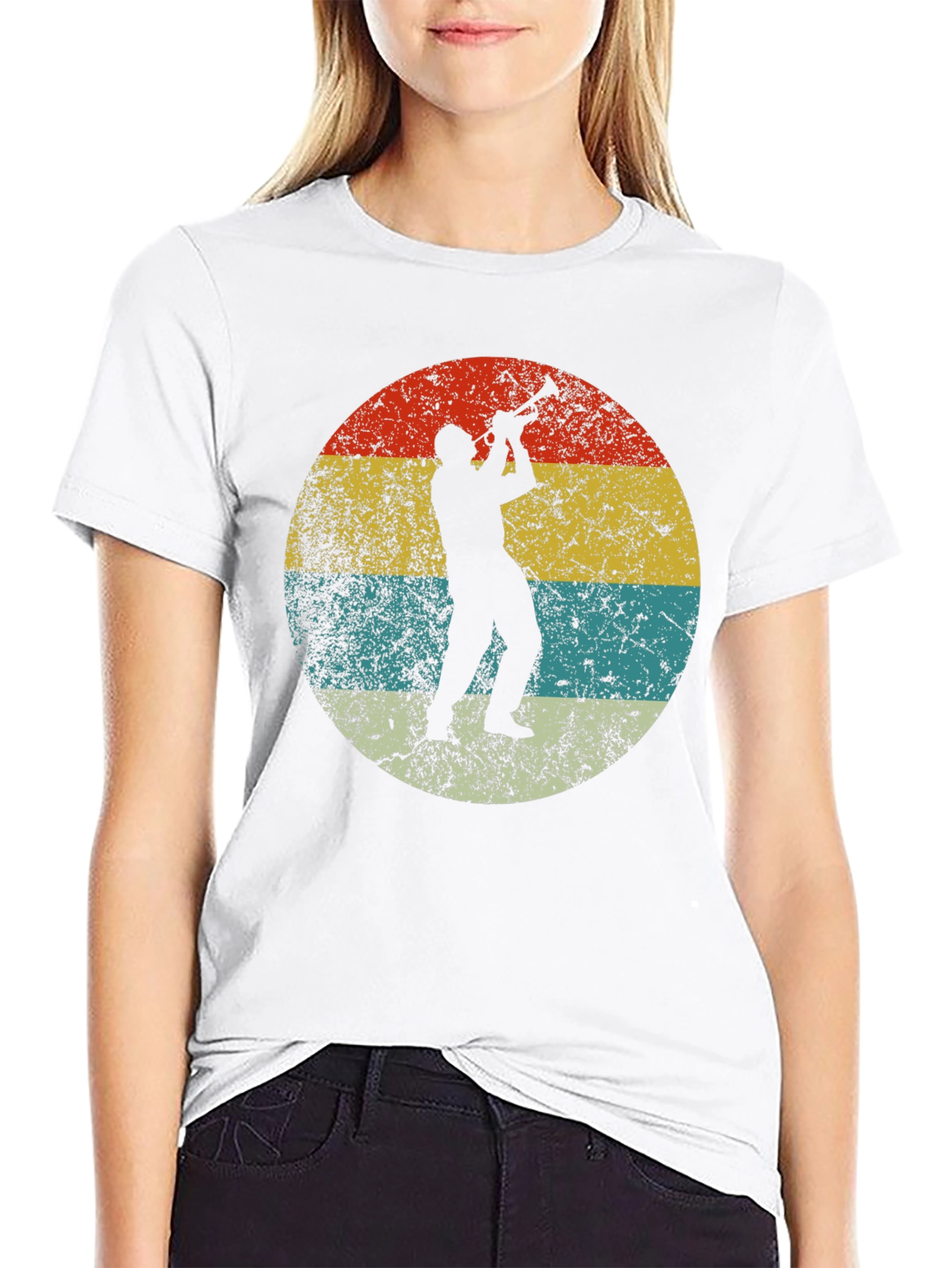 Retro Trumpet Player Black T-Shirt