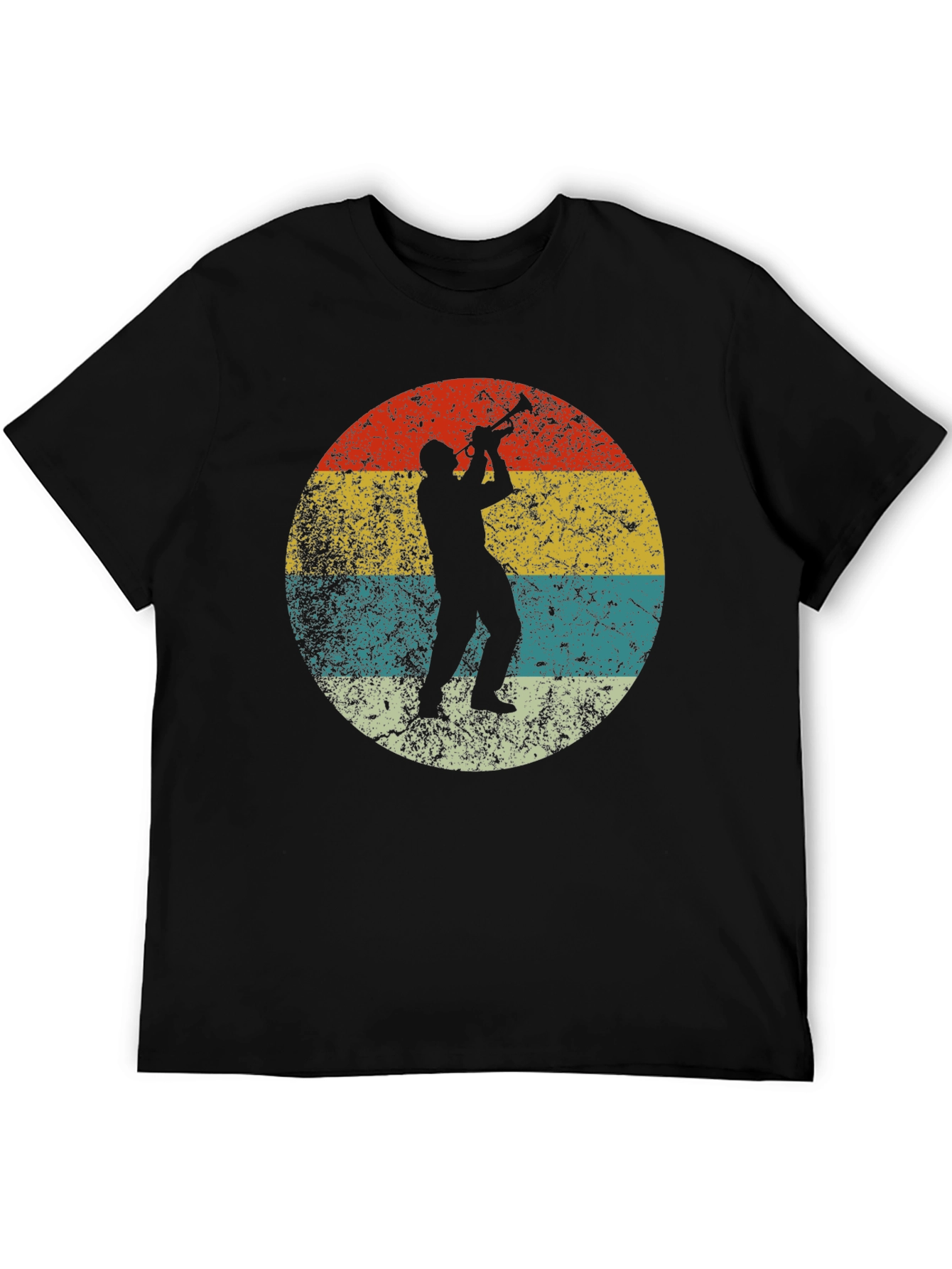 Retro Trumpet Player Black T-Shirt
