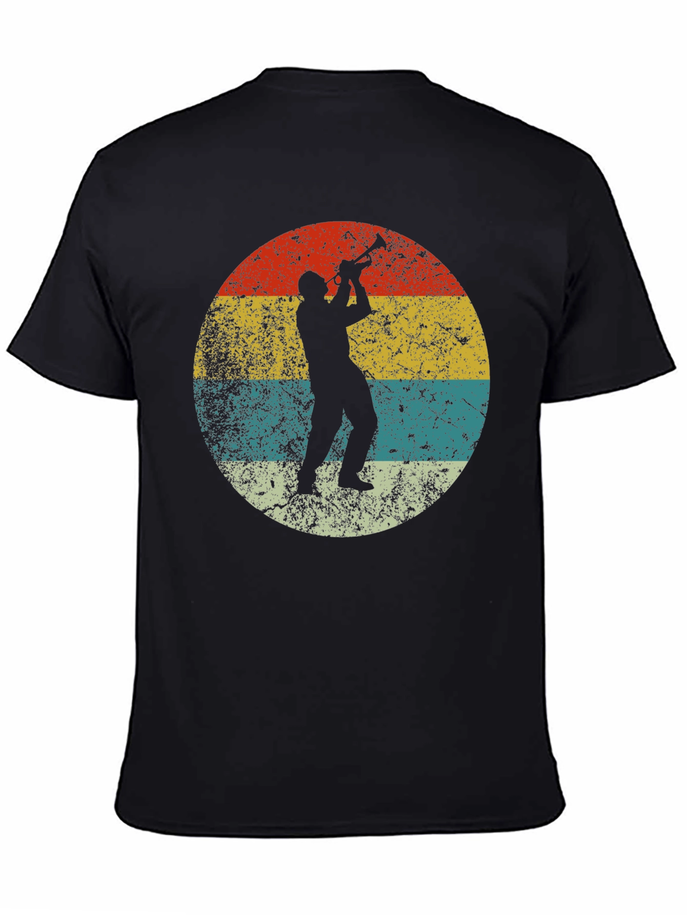 Retro Trumpet Player Black T-Shirt