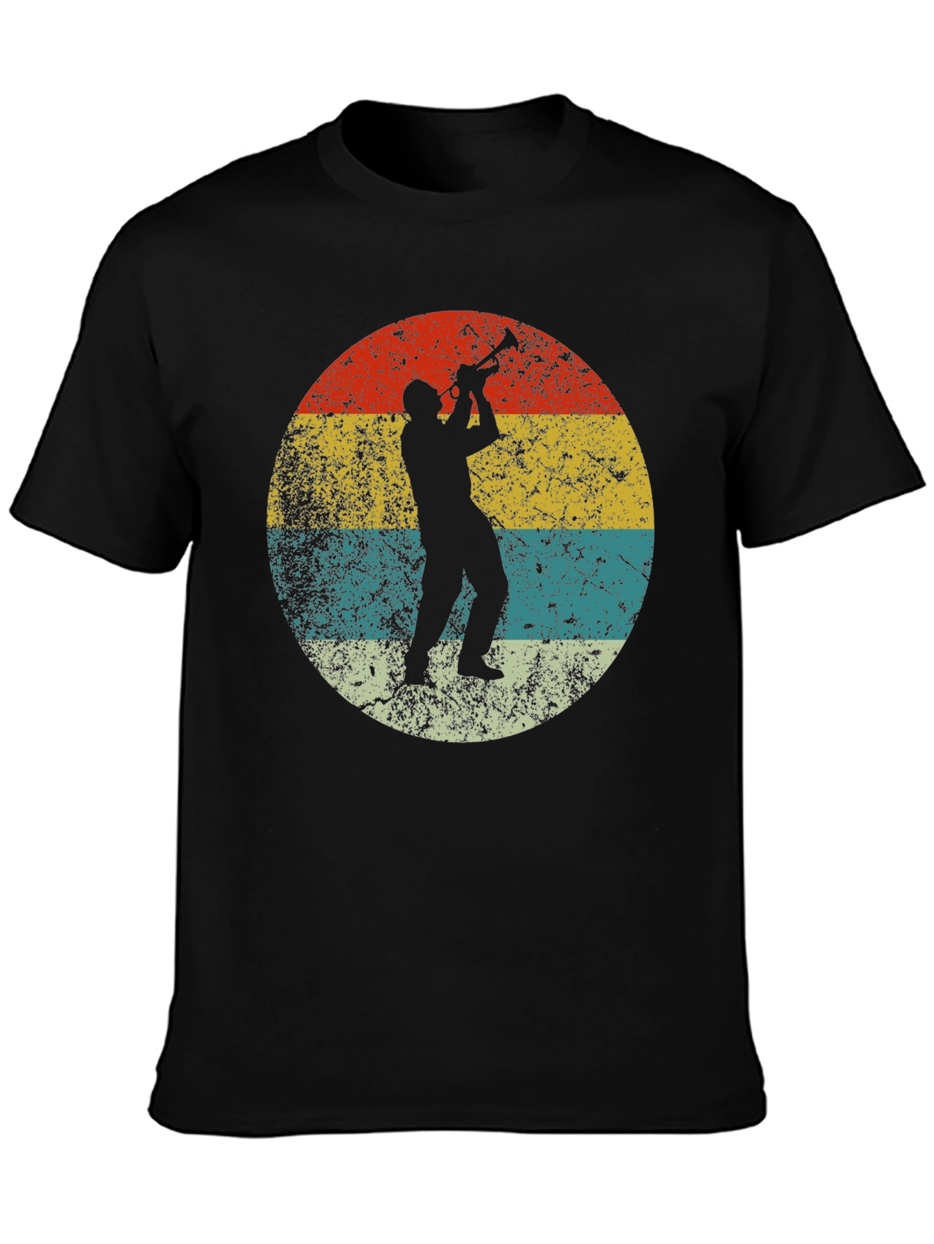 Retro Trumpet Player Black T-Shirt
