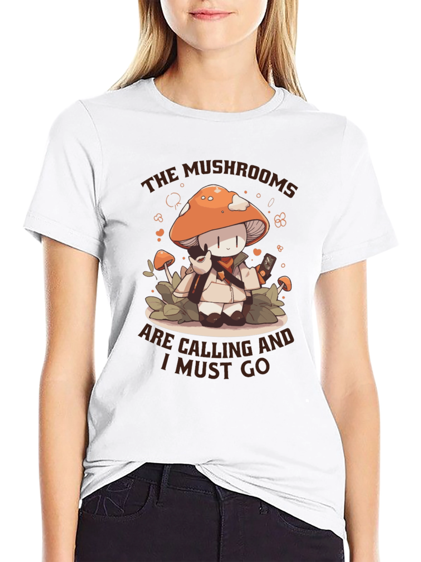 Mushroom Calling T-Shirt -  Cute Cartoon Graphic Tee
