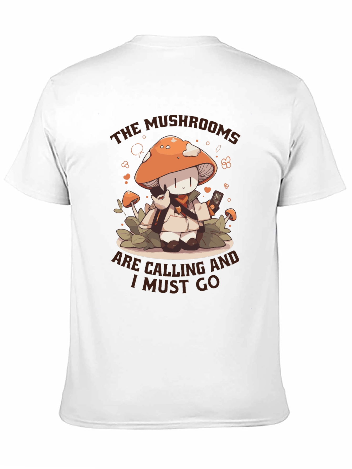 Mushroom Calling T-Shirt -  Cute Cartoon Graphic Tee