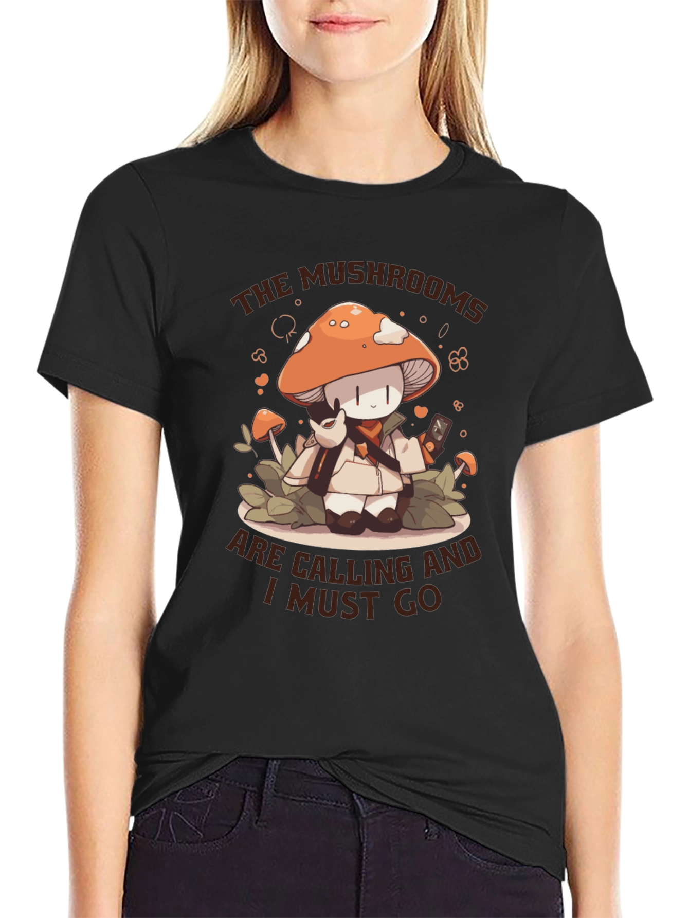 Mushroom Calling T-Shirt -  Cute Cartoon Graphic Tee