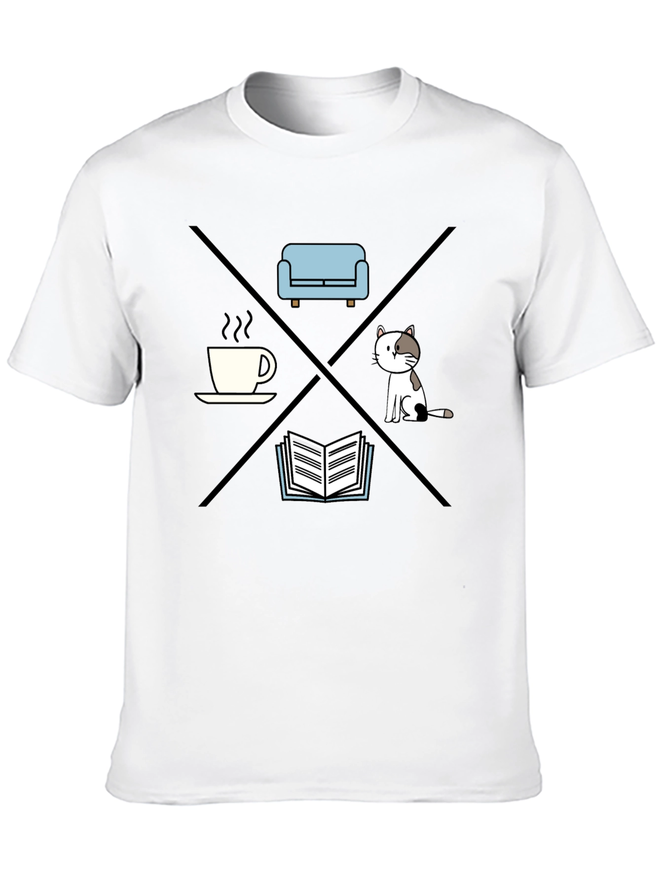 Relax T-Shirt: Coffee Couch Cat Book