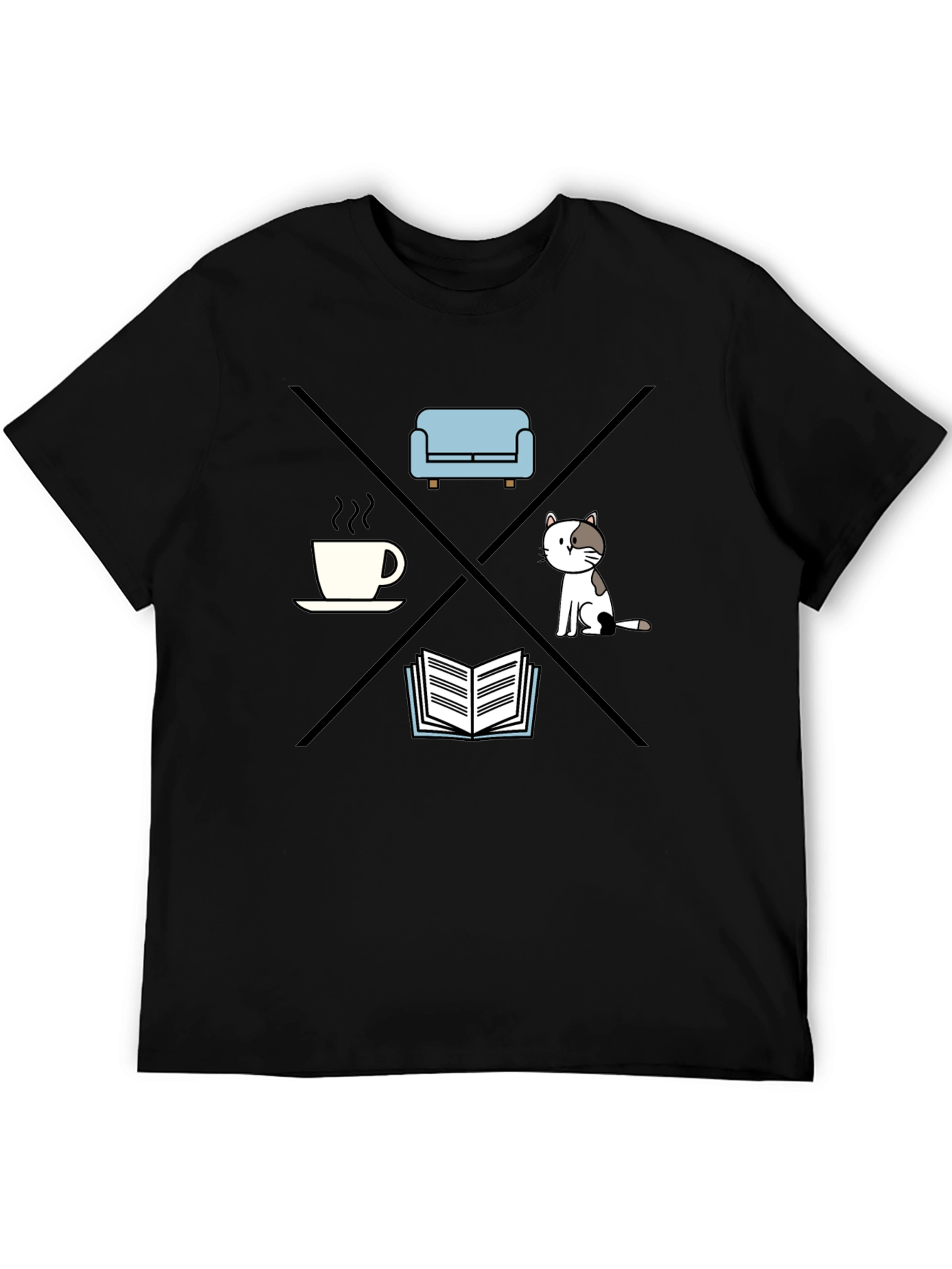 Relax T-Shirt: Coffee Couch Cat Book