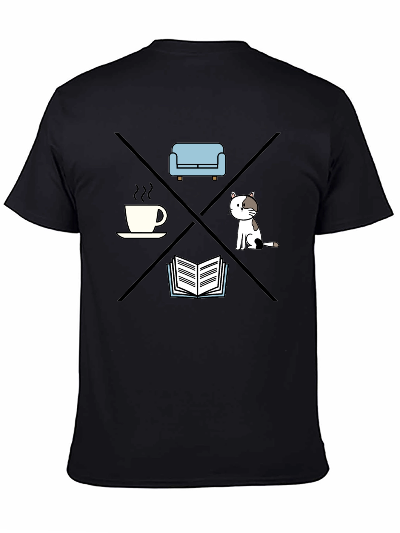 Relax T-Shirt: Coffee Couch Cat Book