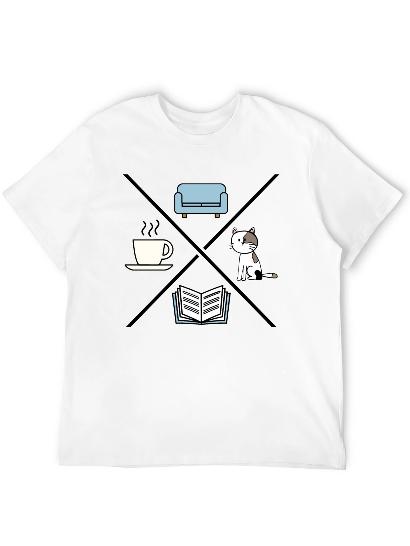 Relax T-Shirt: Coffee Couch Cat Book