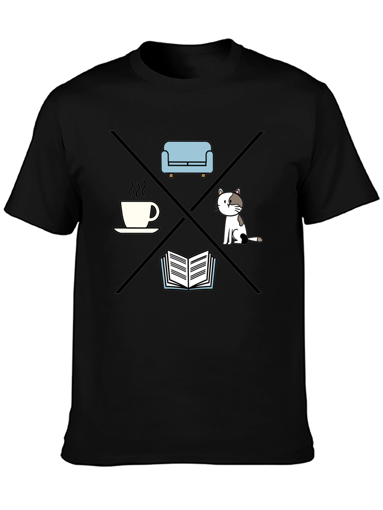 Relax T-Shirt: Coffee Couch Cat Book