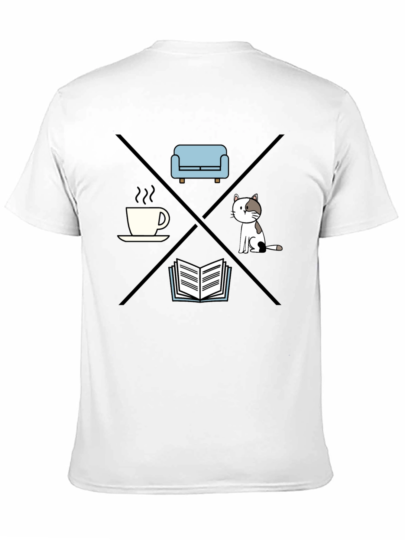 Relax T-Shirt: Coffee Couch Cat Book