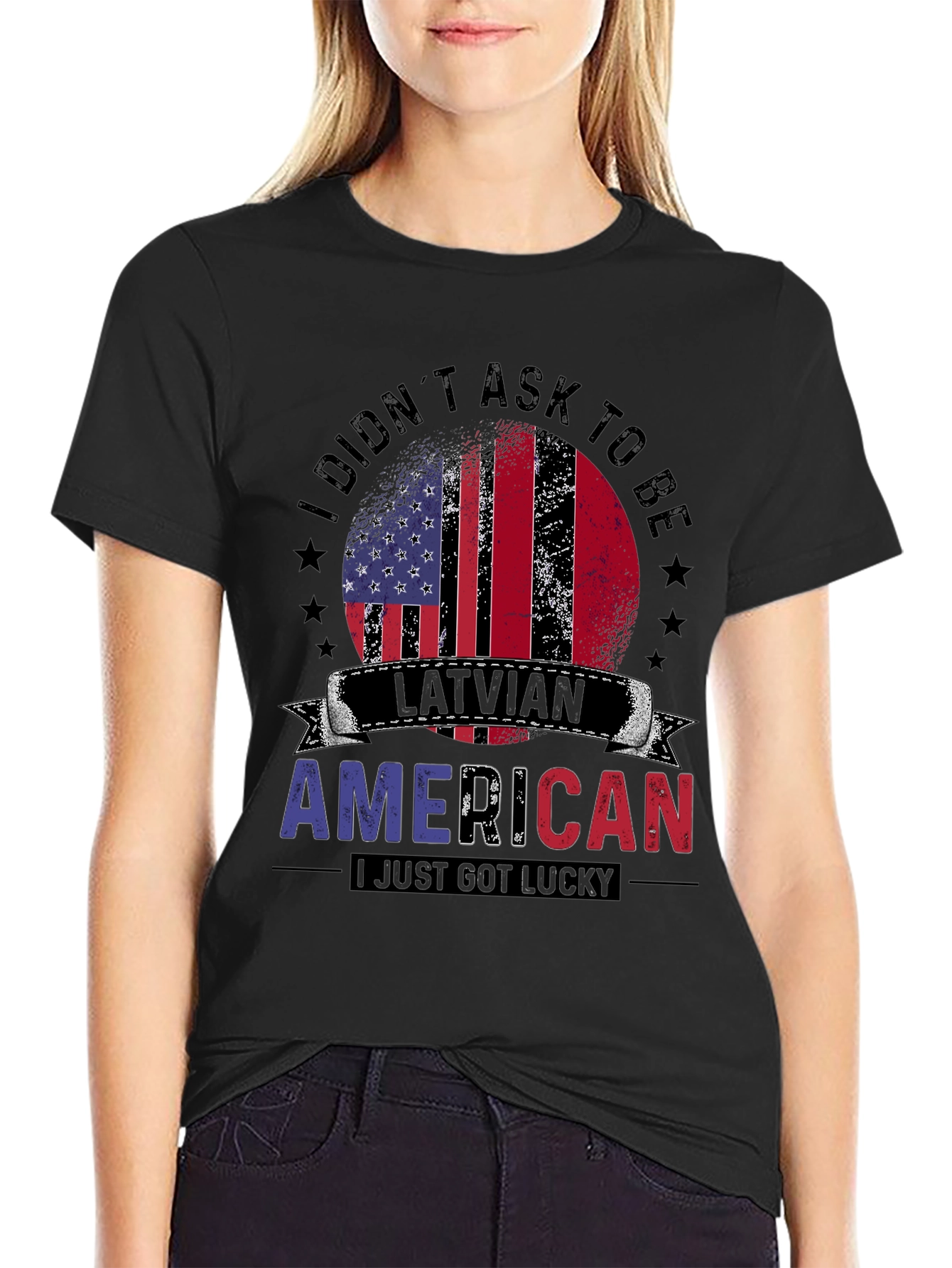 Latvian American T-Shirt: Lucky USA Pride Tee