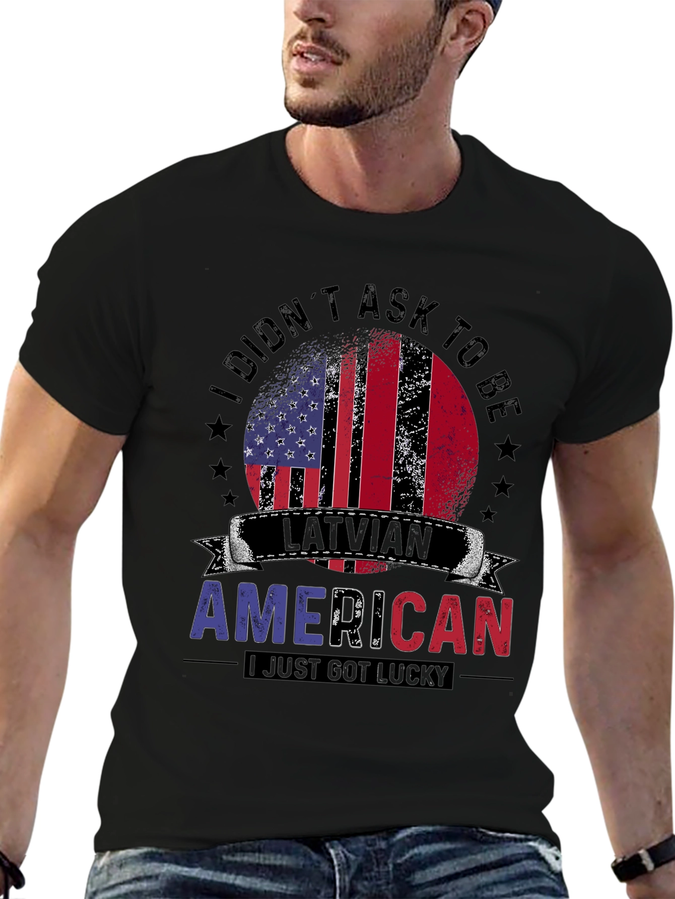 Latvian American T-Shirt: Lucky USA Pride Tee