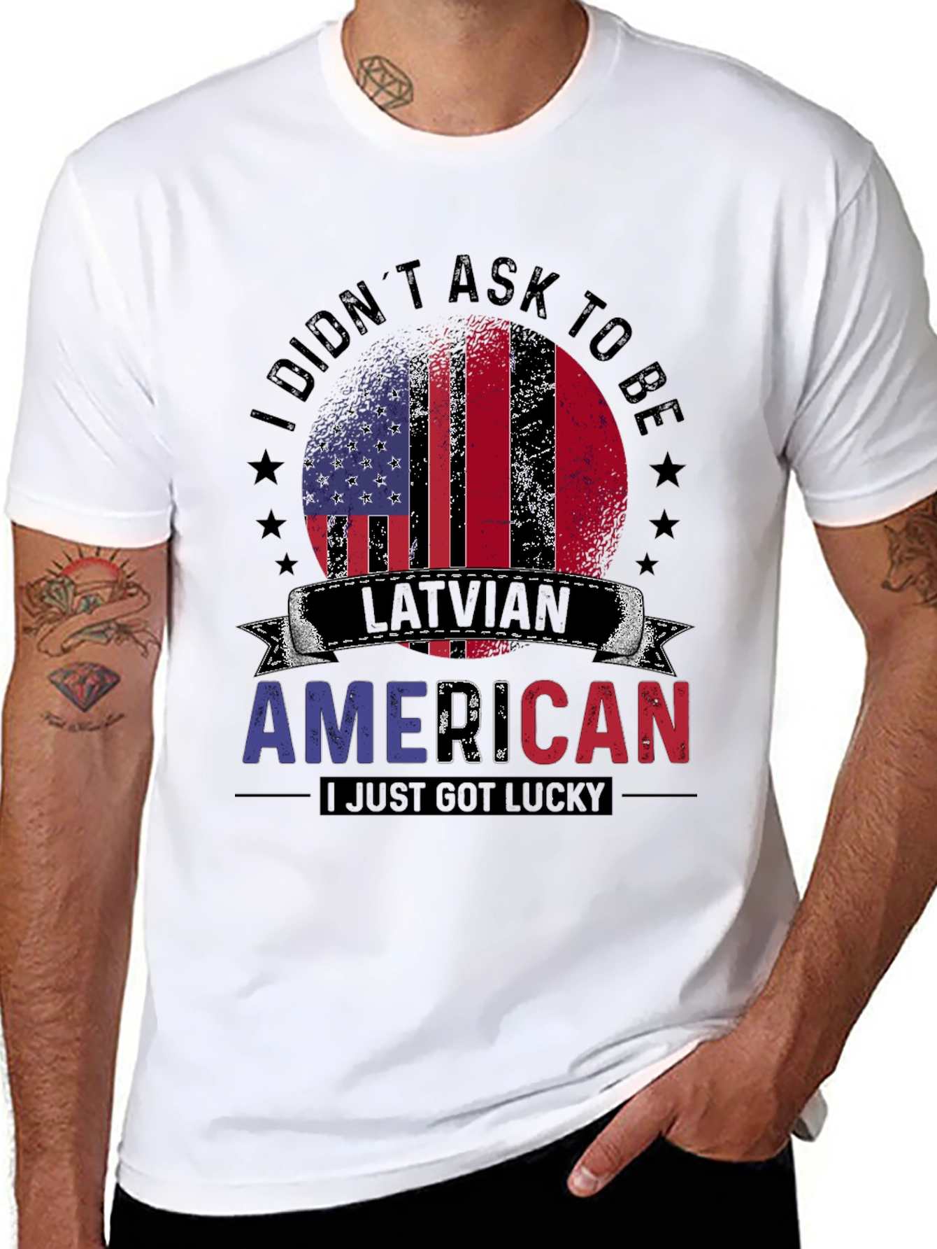 Latvian American T-Shirt: Lucky USA Pride Tee